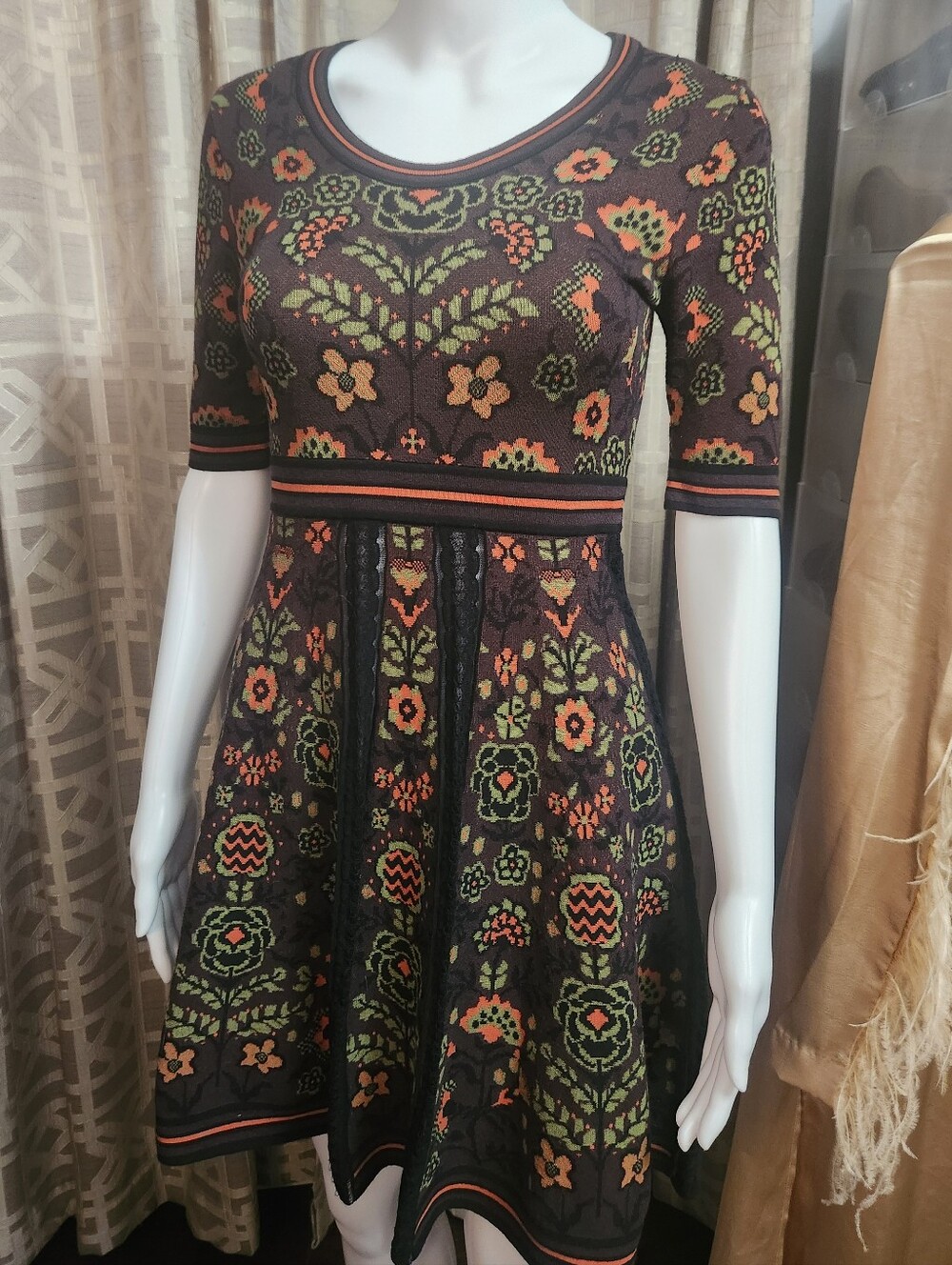 Missoni Earth-tone Floral Knit Lave Illusion Dress SIZE 0